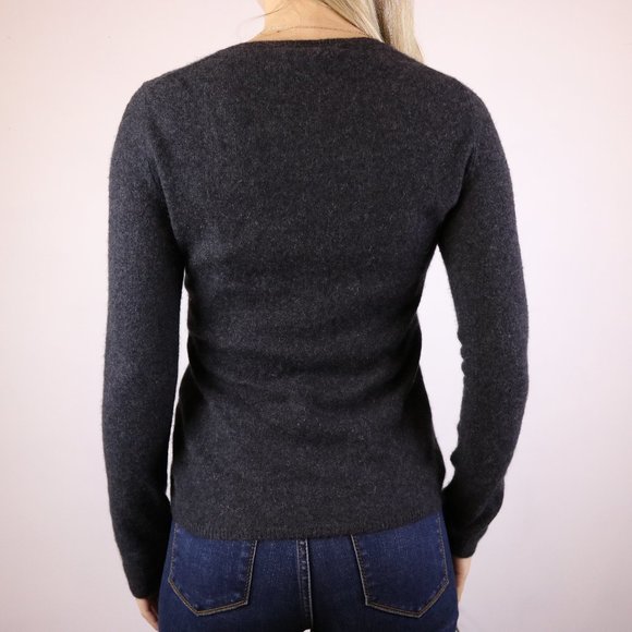 Lord & Taylor 100% cashmere slim fit dark grey crewneck sweater - Picture 4 of 8